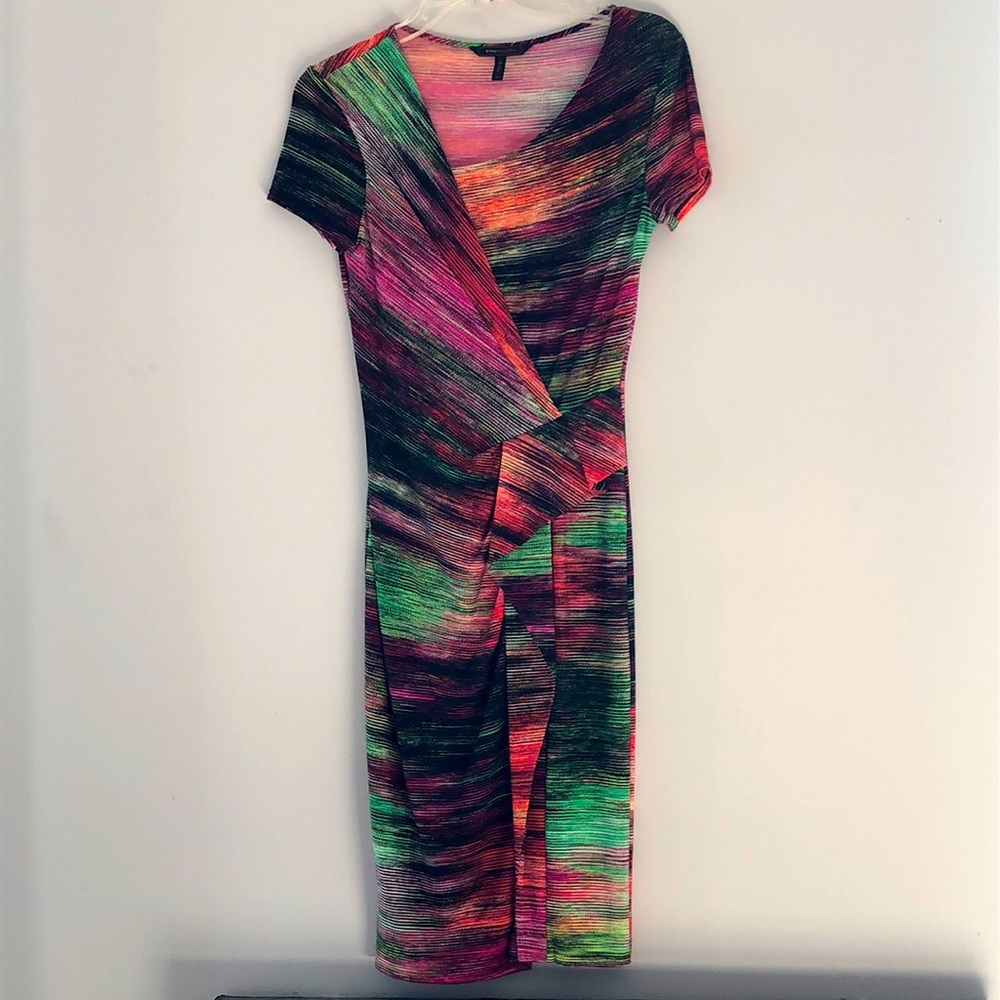 BCBGMaxazria faux wrap dress. Gorgeous! XS short sleeve. Great condition!